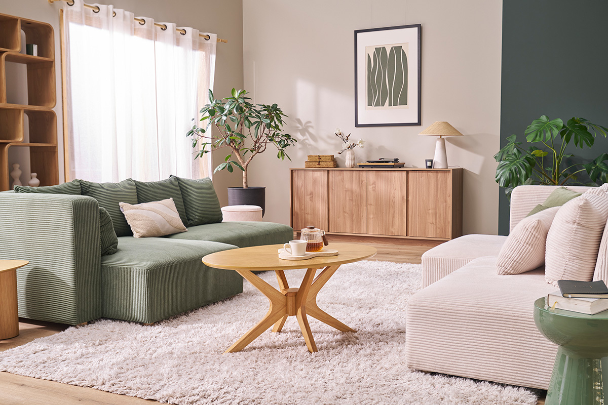 Credenza scandinava 4 ante finitura rovere L180 cm COMO