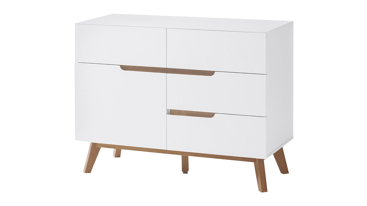 Credenza scandinava alta bianca opaca e rovere SKIVE