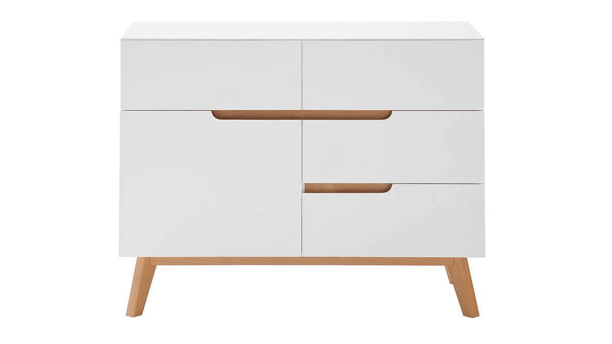 Credenza scandinava alta bianca opaca e rovere SKIVE