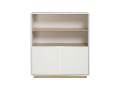 Credenza scandinava bianca con finitura legno chiaro 2 ante L100 cm LEANA
