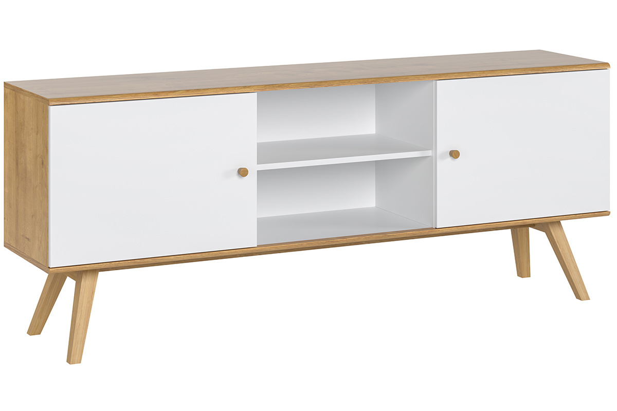 Credenza scandinava bianca e legno chiaroL180 cm GOLA