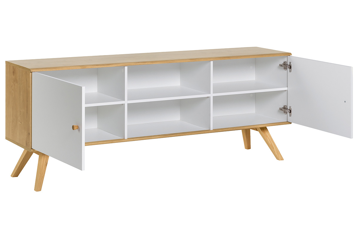 Credenza scandinava bianca e legno chiaroL180 cm GOLA