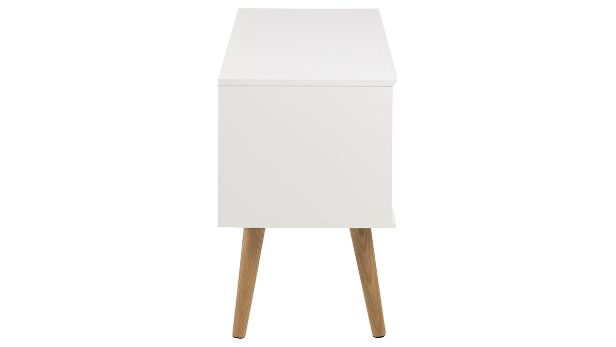 Credenza scandinava bianco opaco con nicchia centrale e spazi contenitori SNOOP