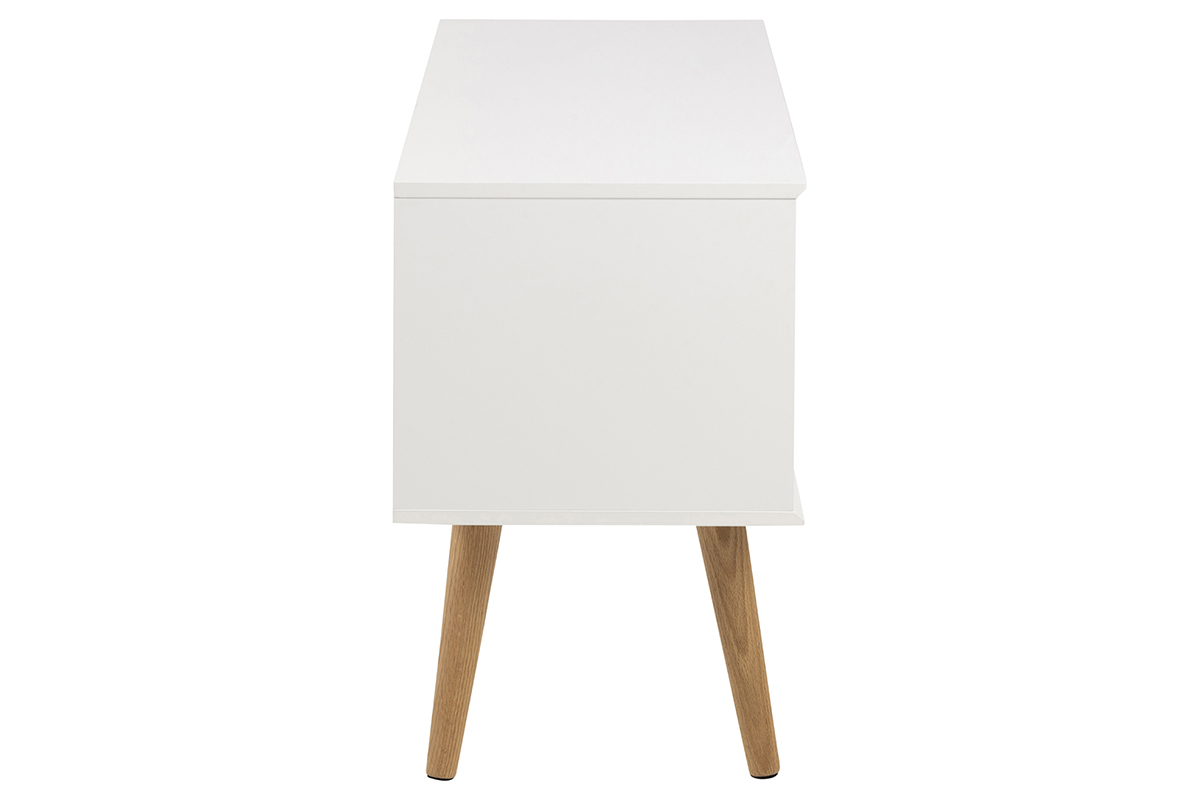 Credenza scandinava bianco opaco con nicchia centrale e spazi contenitori SNOOP