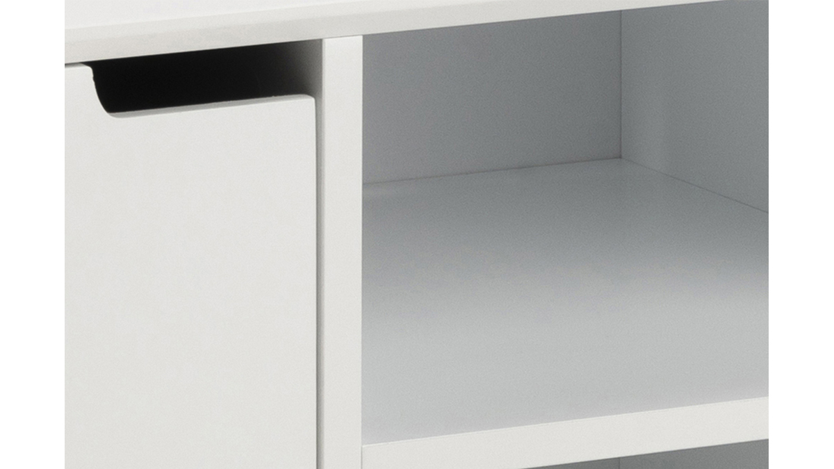 Credenza scandinava bianco opaco con nicchia centrale e spazi contenitori SNOOP