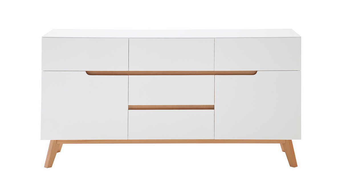 Credenza scandinava bianco opaco e rovere SKIVE