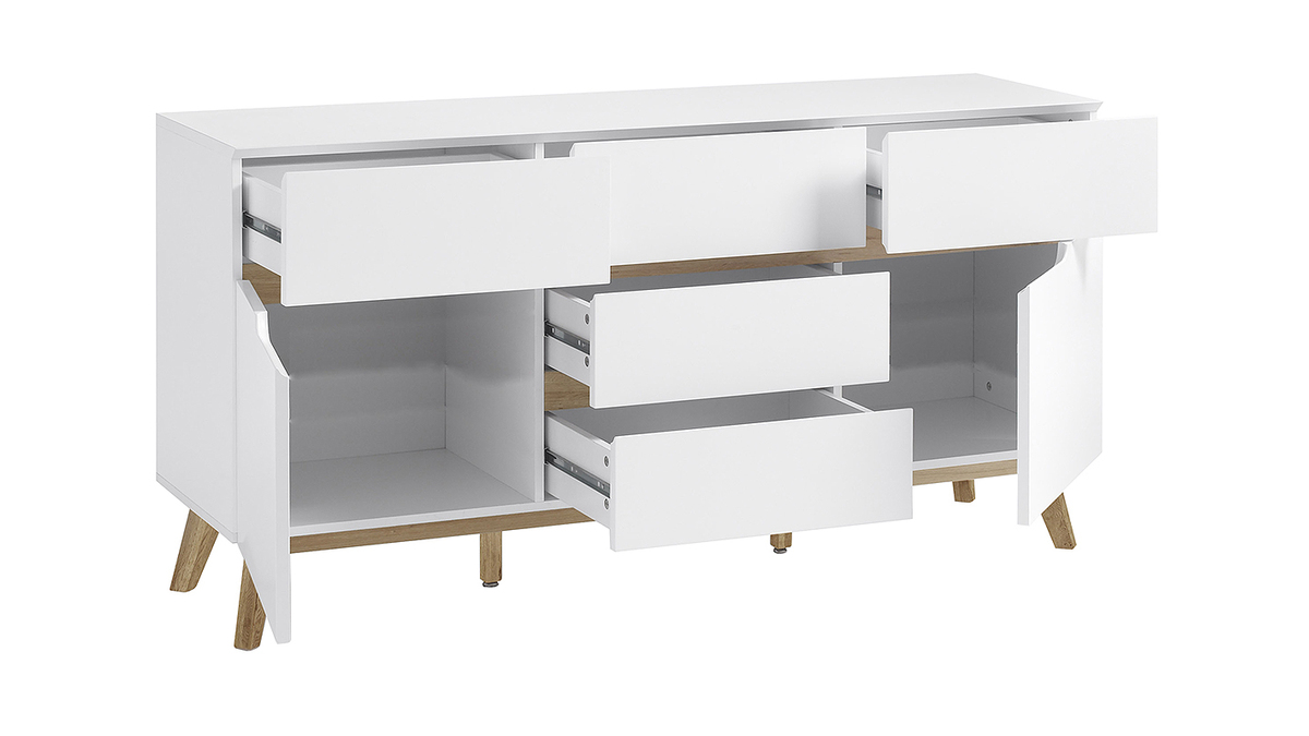 Credenza scandinava bianco opaco e rovere SKIVE