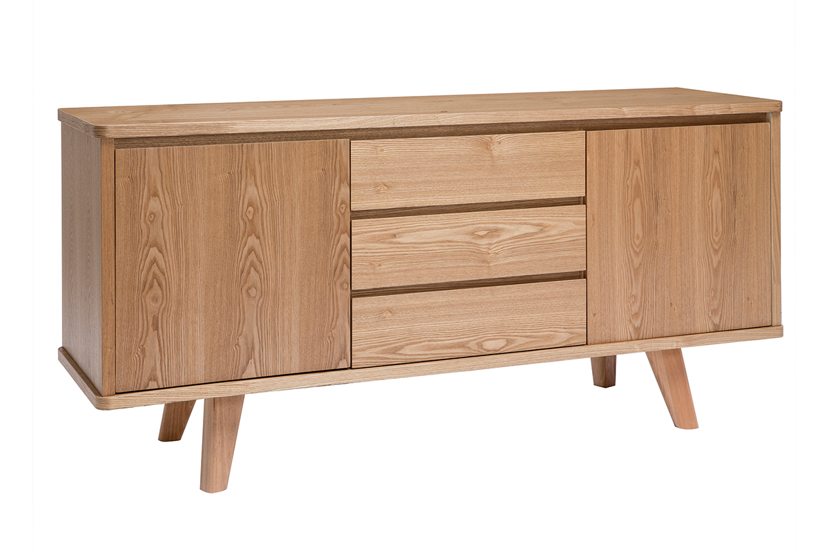 Credenza scandinava frassino con ante e cassetti L160 cm FIFTIES