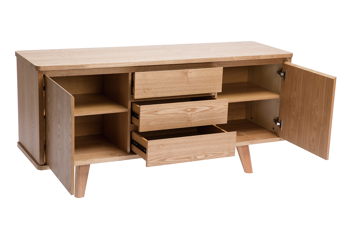 Credenza scandinava frassino con ante e cassetti L160 cm FIFTIES