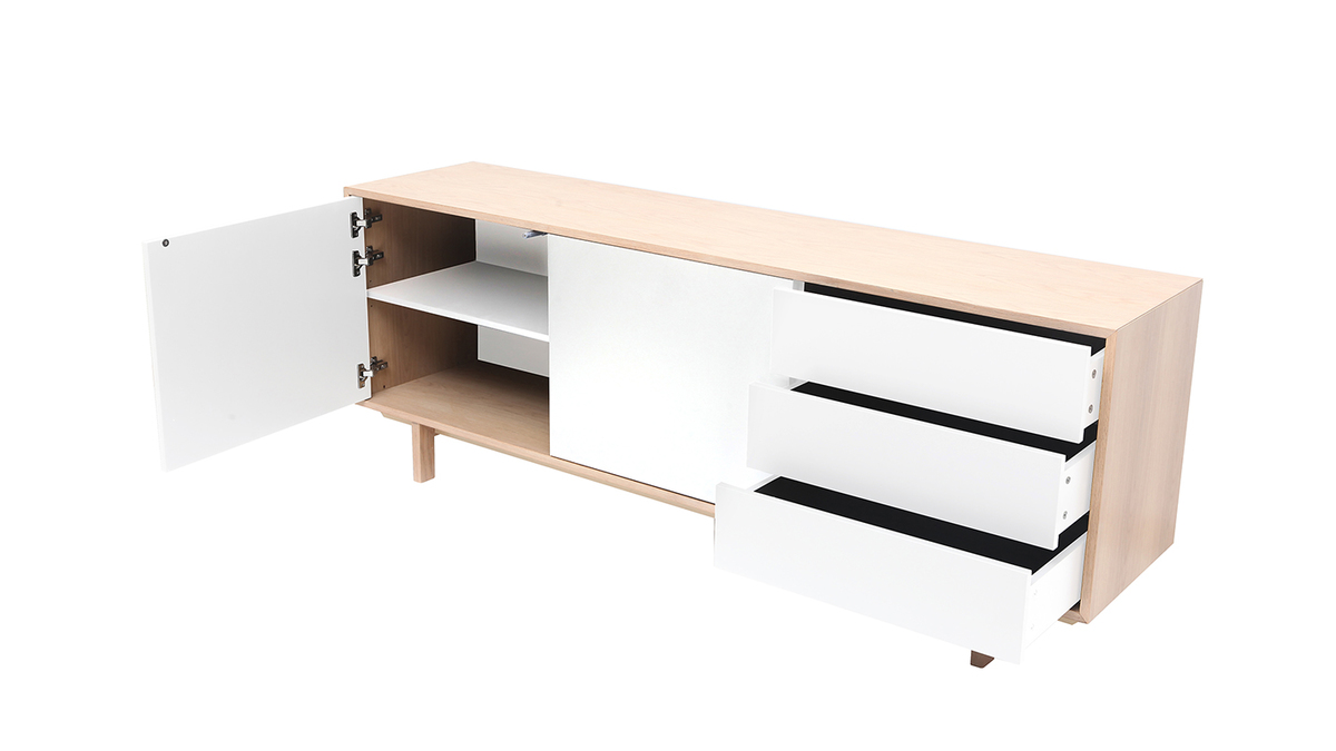 Credenza scandinava in legno Bianco 195 cm SID