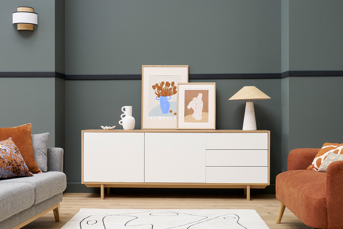 Credenza scandinava in legno Bianco 195 cm SID