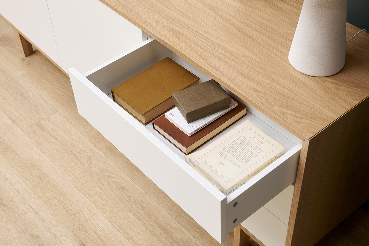 Credenza scandinava in legno Bianco 195 cm SID