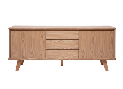 Credenza scandinava in legno chiaro di frassino 2 ante 3 cassetti L180 cm FIFTIES