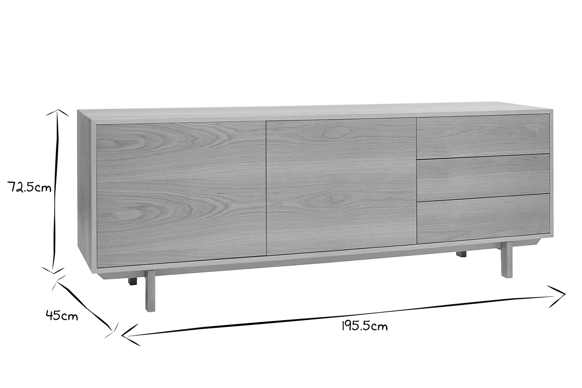 Credenza scandinava legno chiaro L195 cm SID
