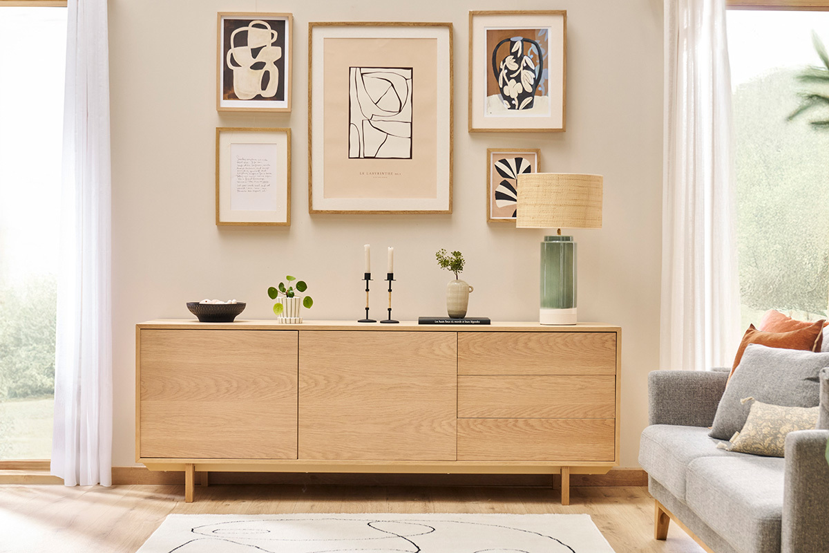 Credenza scandinava legno chiaro L195 cm SID