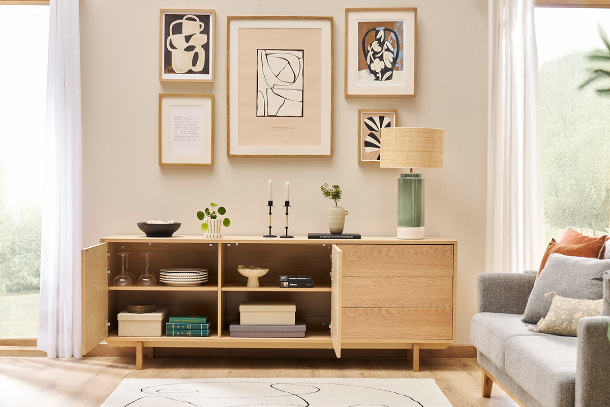 Credenza scandinava legno chiaro L195 cm SID