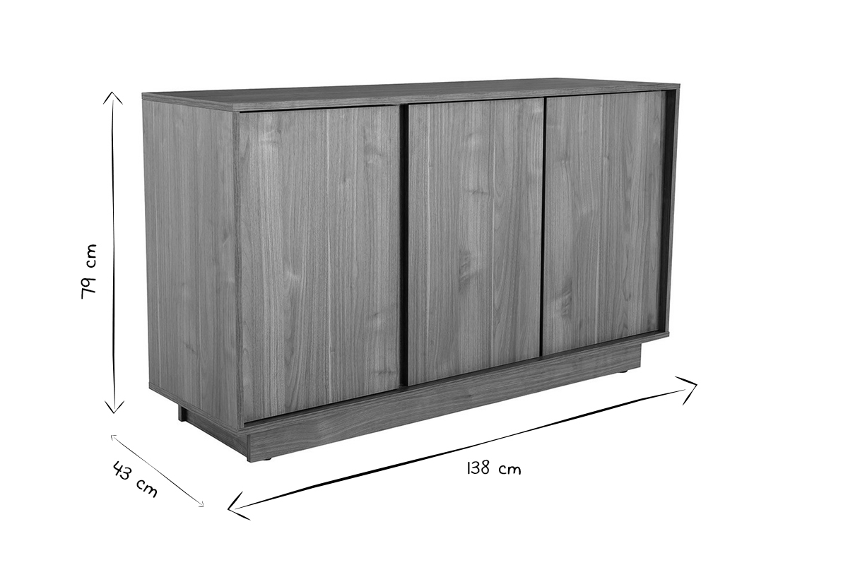 Credenza vintage 3 ante finitura noce L138 cm COMO