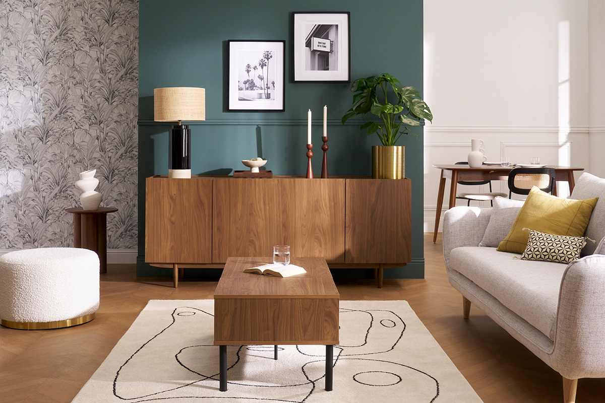 Credenza vintage 4 ante in legno scuro L180 cm SANAA