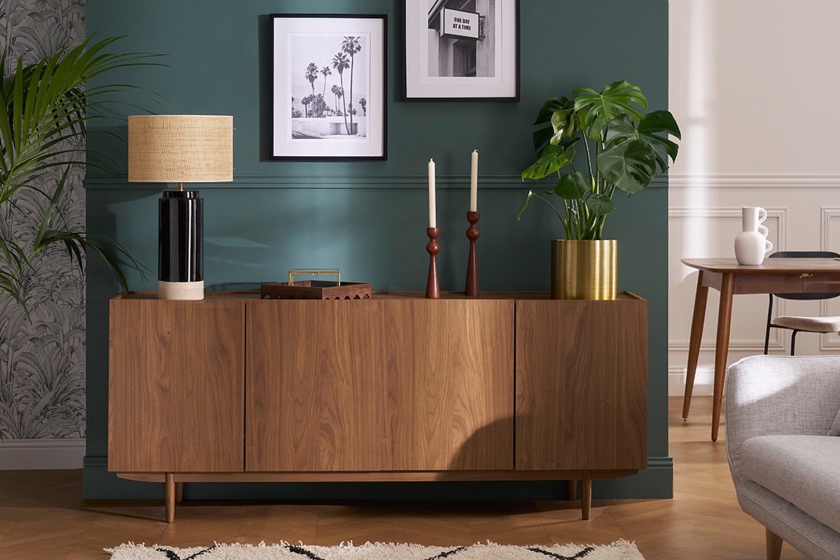 Credenza vintage 4 ante in legno scuro L180 cm SANAA