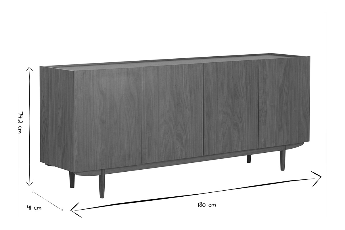 Credenza vintage 4 ante in legno scuro L180 cm SANAA