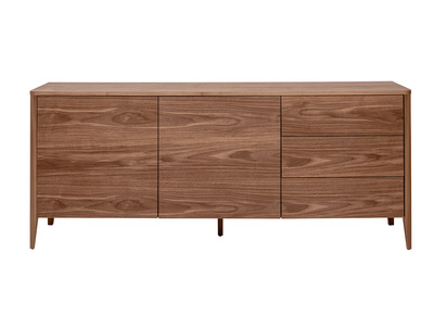 Credenza vintage a 2 ante e 3 cassetti noce L180 cm BENJA