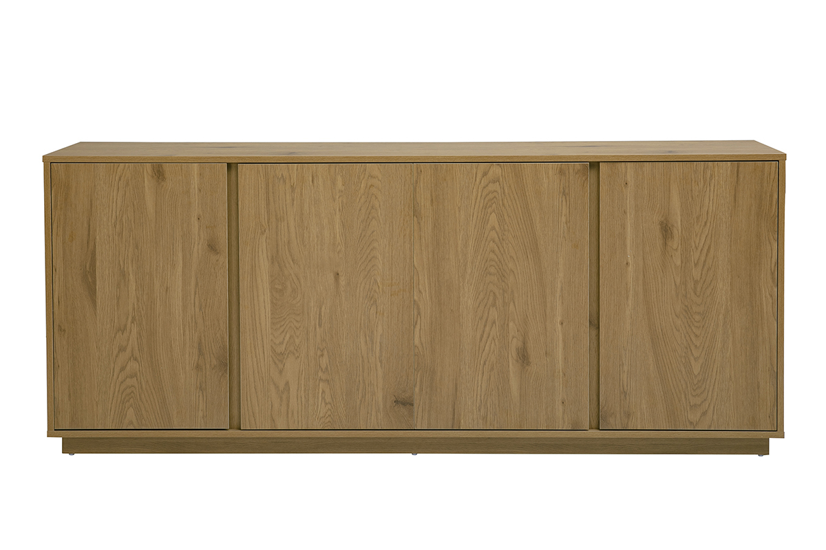 Credenza vintage in legno di quercia, 4 ante, vista frontale, L180 cm, design retro-chic.