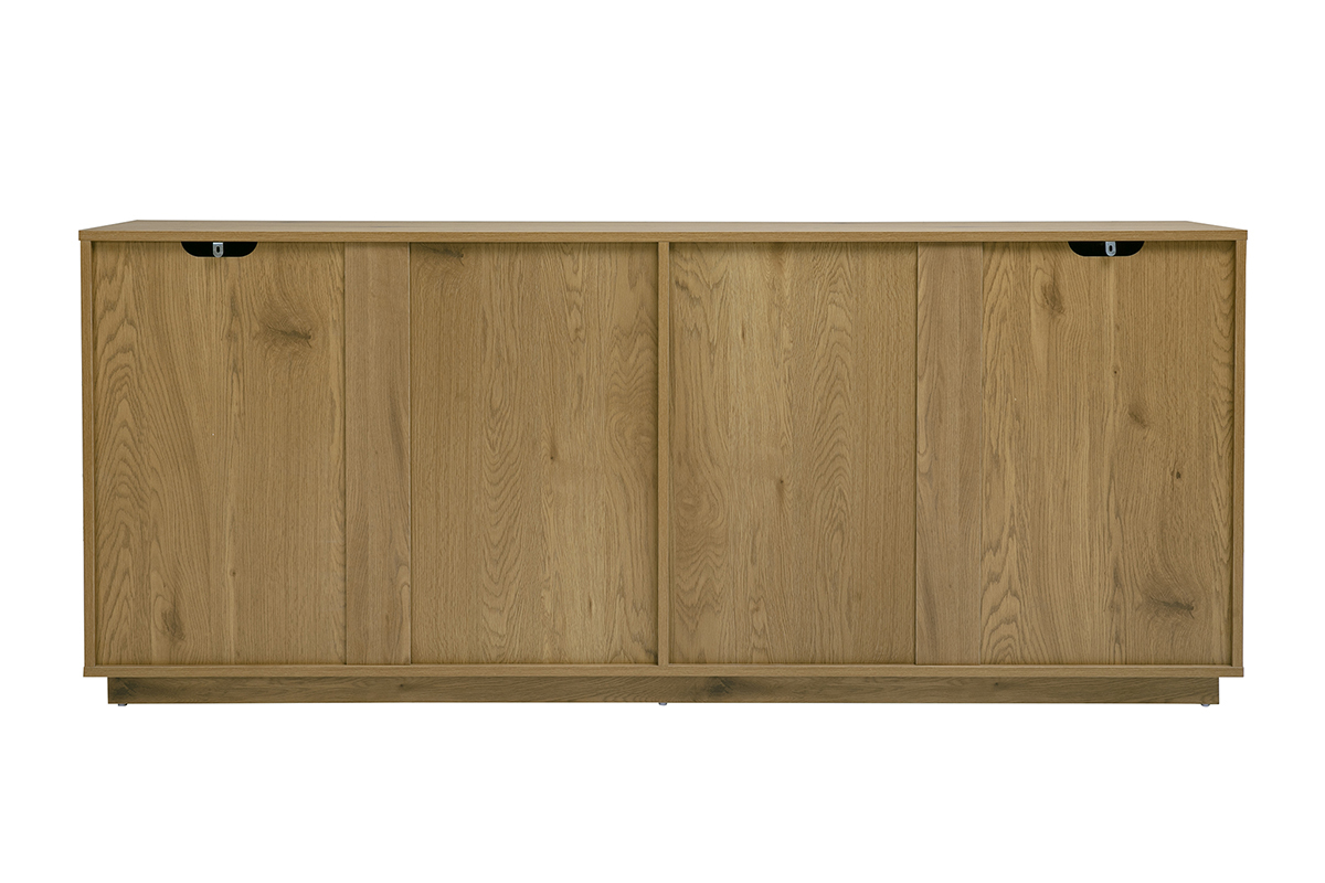 Credenza vintage in legno di quercia, 4 ante, vista posteriore, L180 cm, design pulito e accogliente.