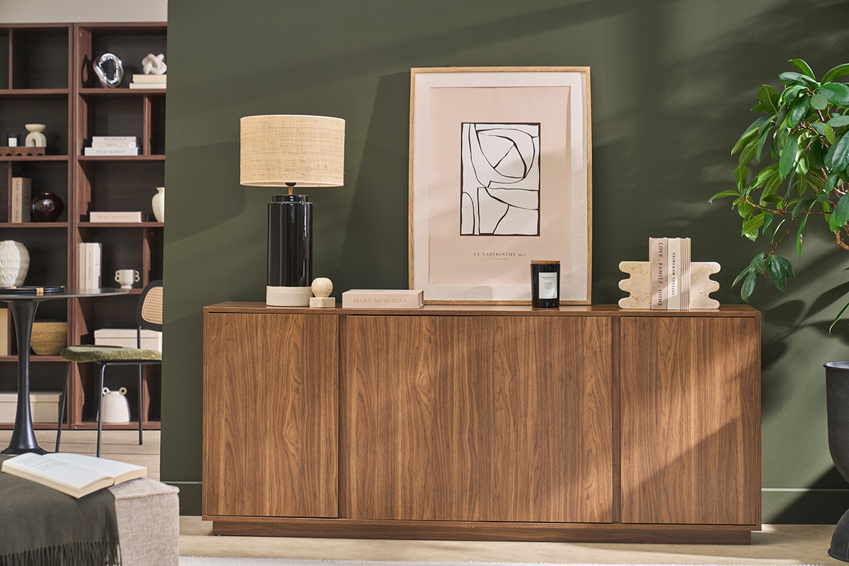 Credenza vintage finitura legno di rovere 4 ante L180 cm MILLOR