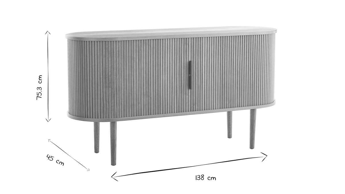 Credenza vintage in legno chiaro 2 ante scorrevoli L138 cm EPIC