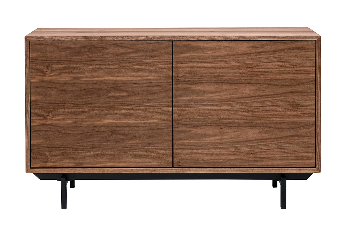 Credenza vintage in legno di noce scuro a 2 ante L120 cm MANNY, vista frontale