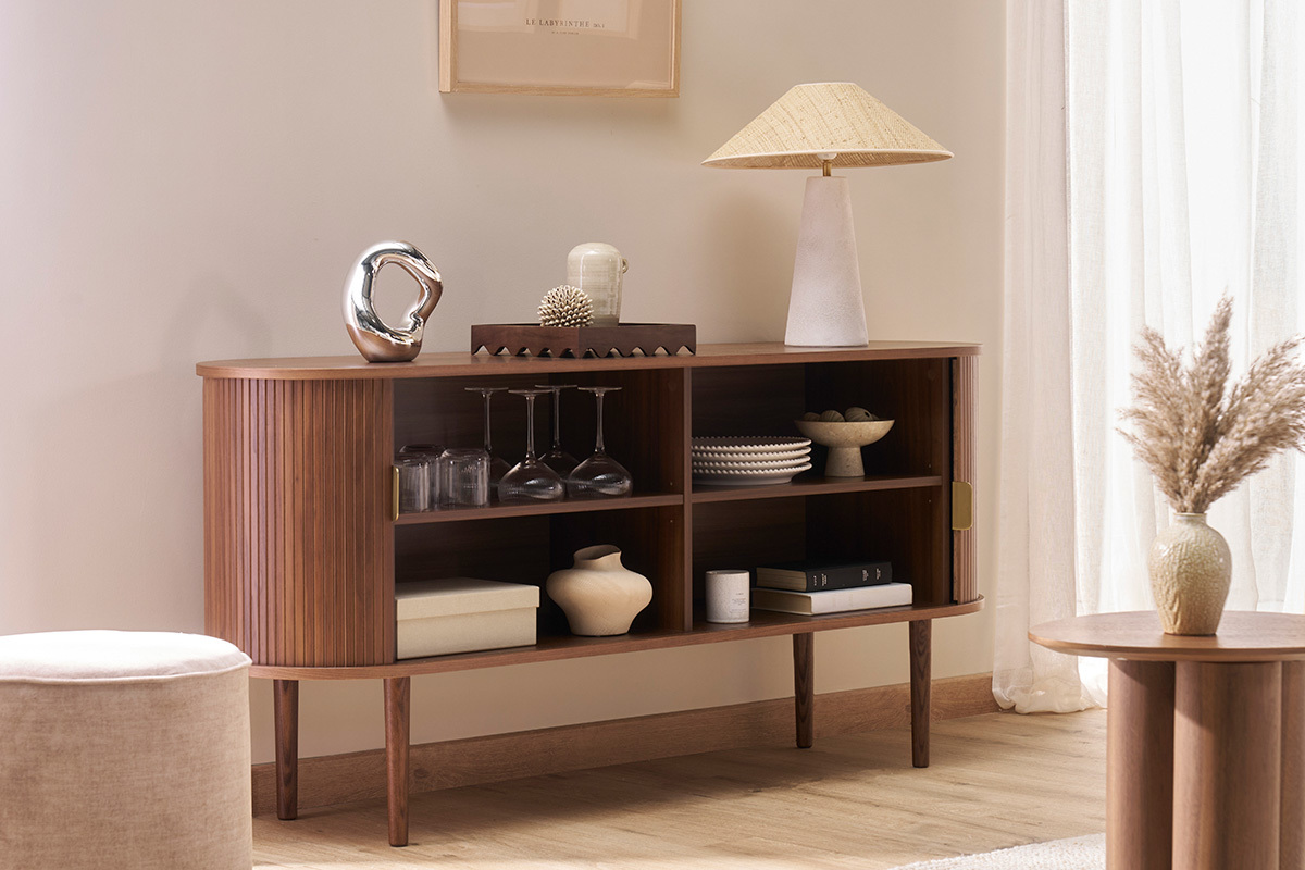 Credenza vintage in legno scuro 2 ante scorrevoli L160 cm EPIC