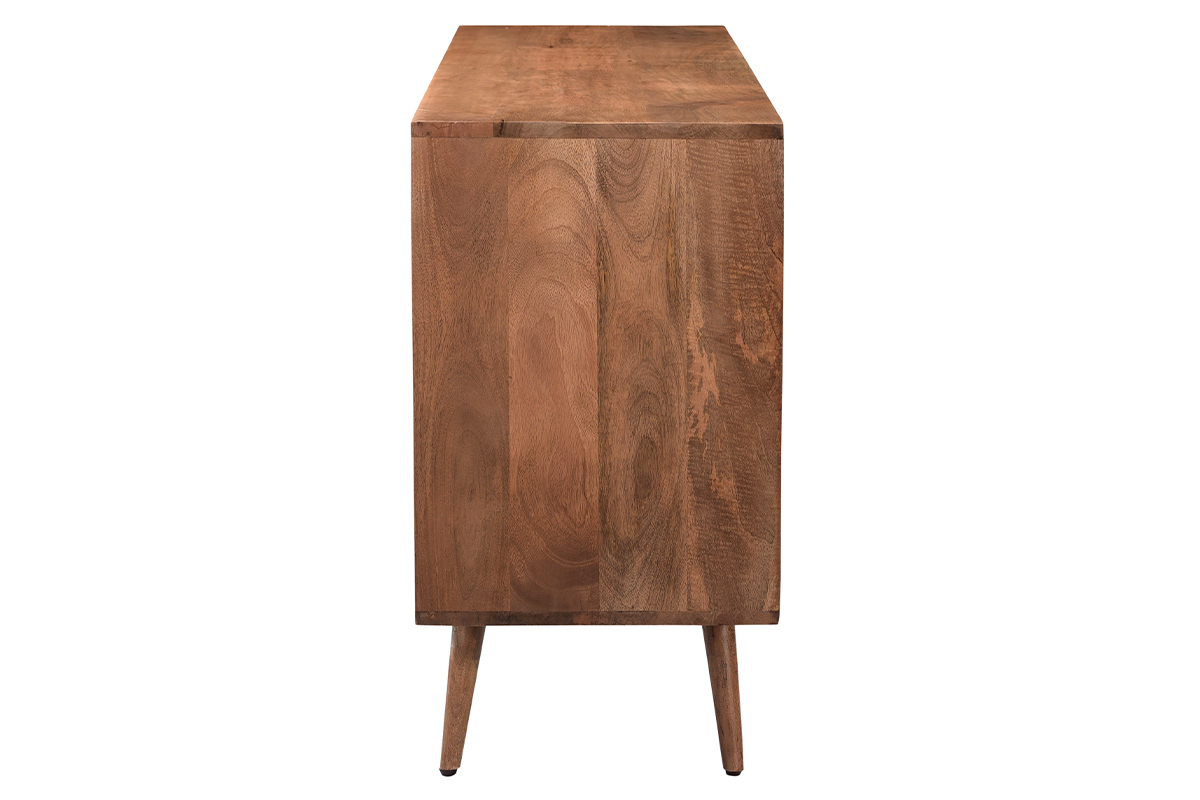 Credenza vintage in massello di mango con ante intagliate motivo punta di diamante L140 cm HIRA