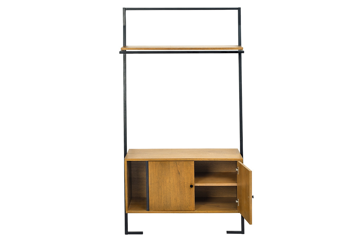 Credenza vintage legno e metallo nero SERAH