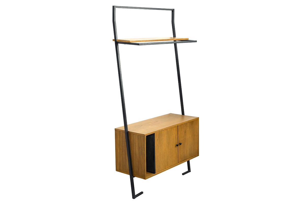 Credenza vintage legno e metallo nero SERAH