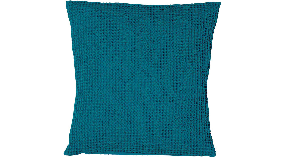 Cuscino in cotone lavato blu topazio 45 x 45 cm YAM