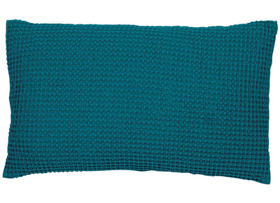 Cuscino in cotone lavato color blu topazio 30 x 50 cm YAM