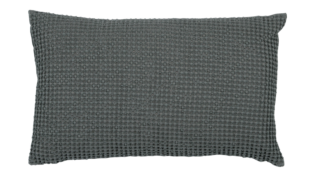Cuscino in cotone lavato color grigio 30 x 50 cm YAM