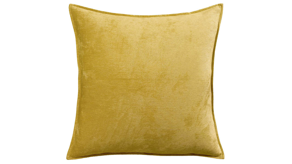 Cuscino in velluto giallo curry 45 x 45 cm ALOU