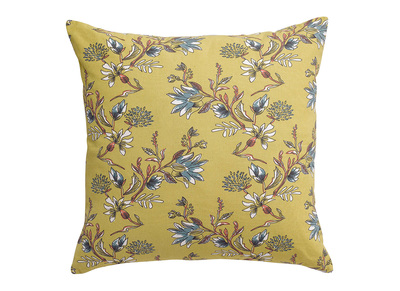 Cuscino stampa fiori color curry 60 x 60 cm GILIA - Cuscino stampa fiori color curry 60 x 60 cm GILIA