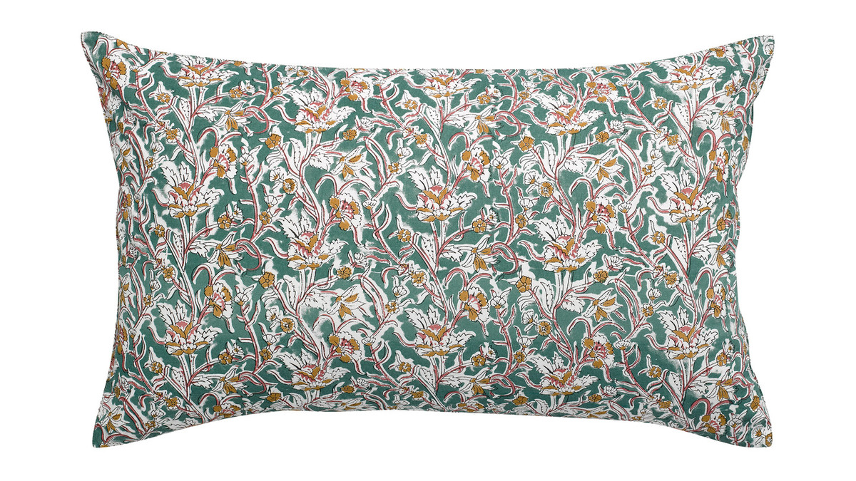 Cuscino stampa fiori verdi 40 x 65 cm AQUARELLE