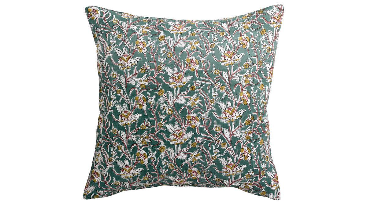 Cuscino stampato fiori verdi 45 x 45 cm AQUARELLE