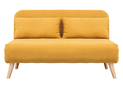 Divanetto clic clac 2 posti in tessuto effetto velluto senape AMIKO