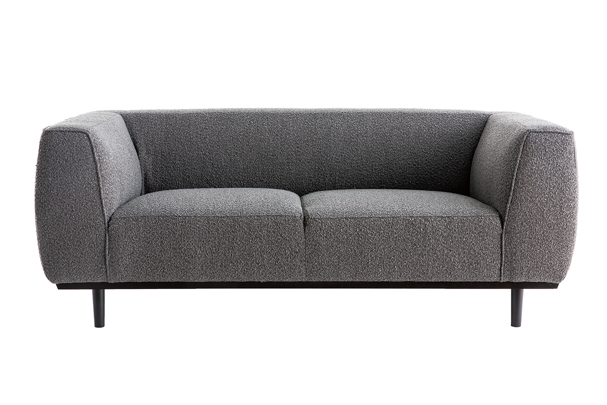 Divano 2-3 posti scandinavo effetto lana boucl grigio antracite e nero MORRIS
