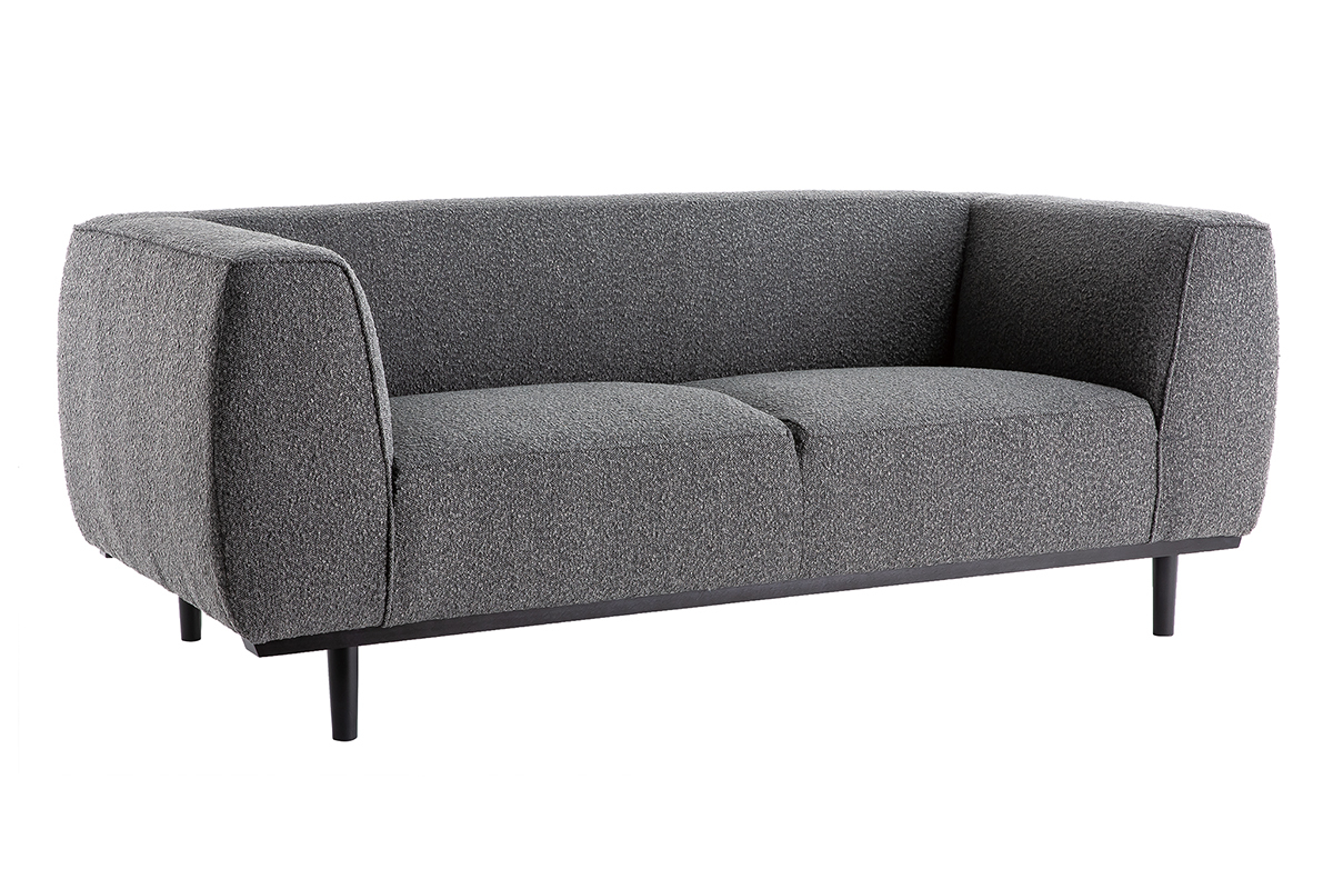 Divano 2-3 posti scandinavo effetto lana boucl grigio antracite e nero MORRIS