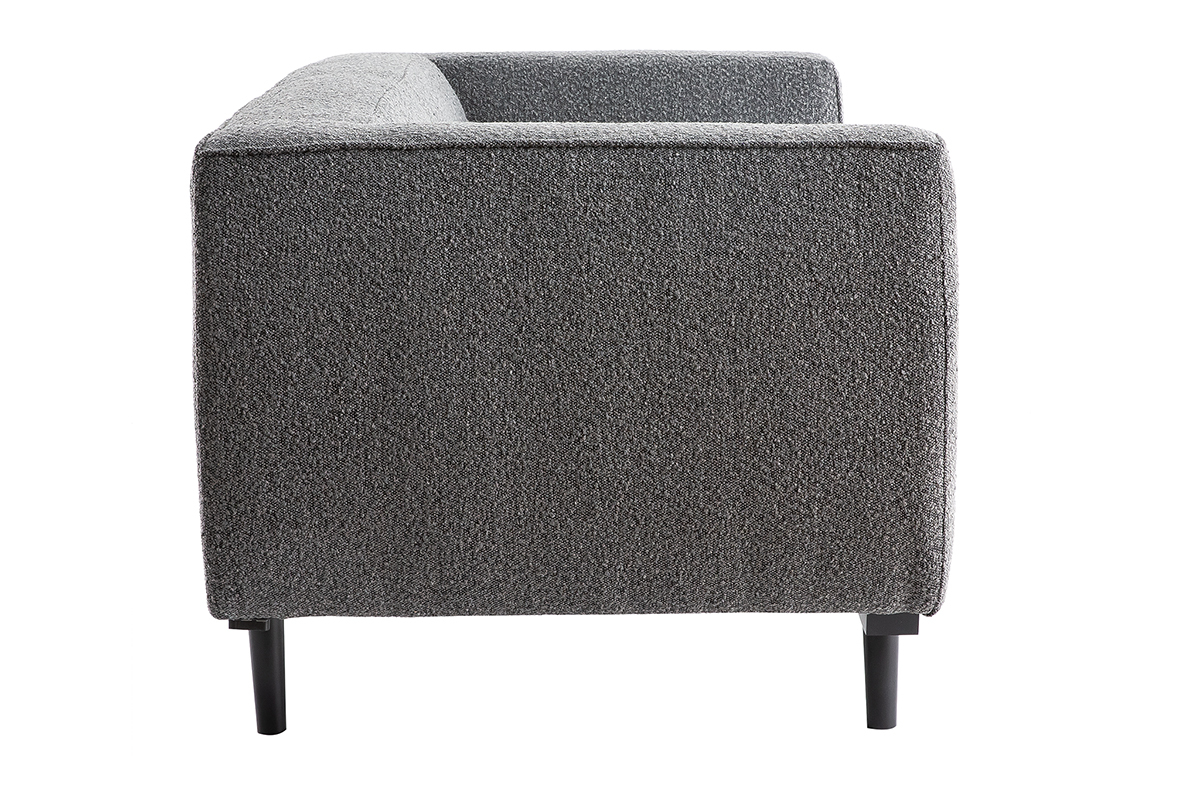 Divano 2-3 posti scandinavo effetto lana boucl grigio antracite e nero MORRIS
