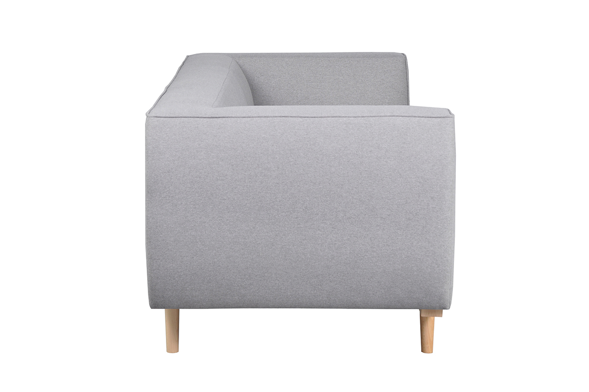 Divano 2-3 posti scandinavo in tessuto grigio chin e legno MORRIS