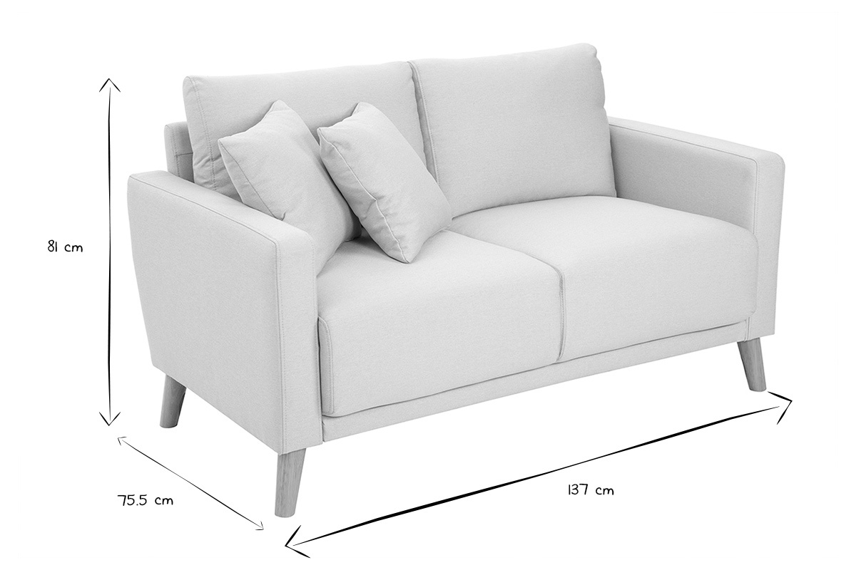 Divano 2 posti in tessuto beige e legno chiaro MUNIK