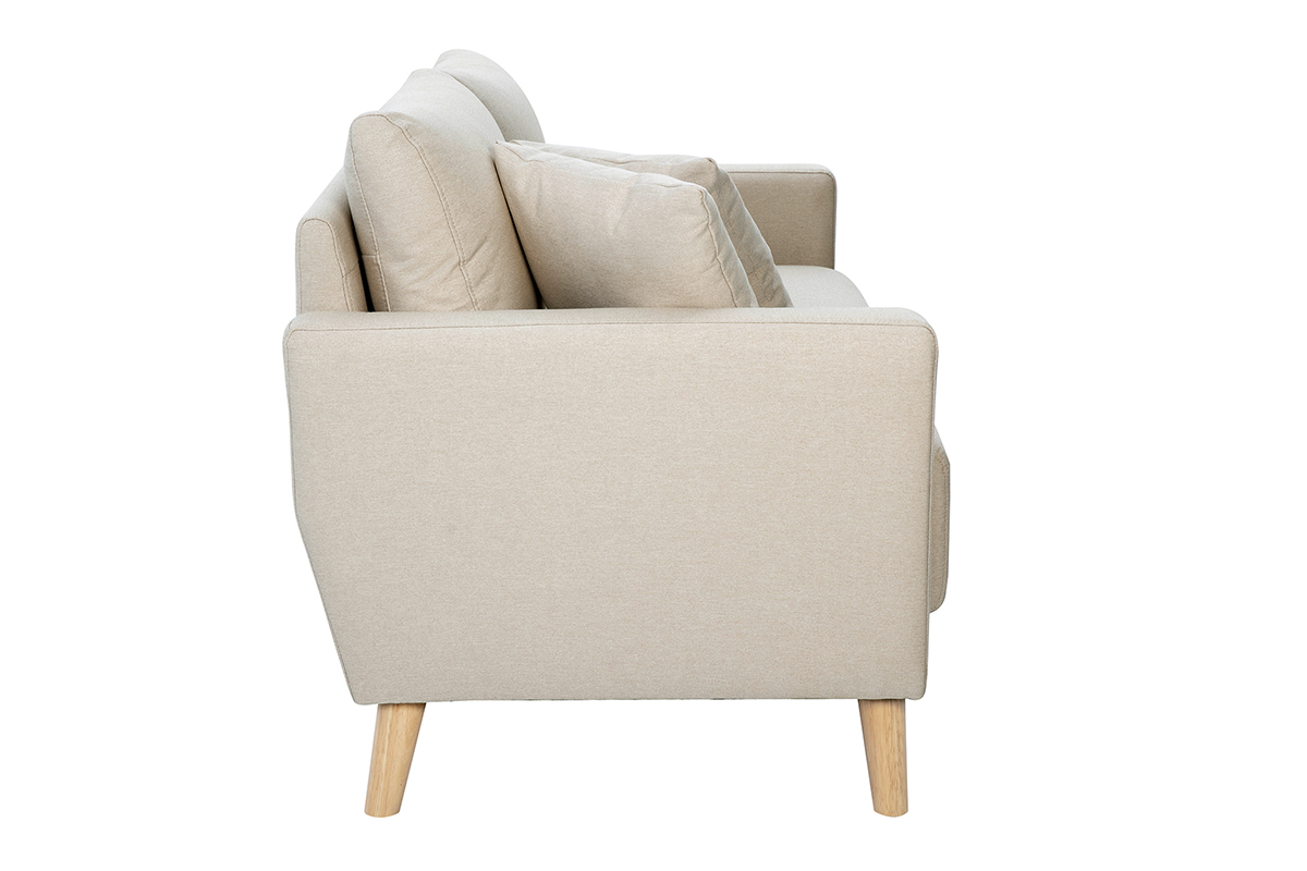 Divano 2 posti in tessuto beige e legno chiaro MUNIK