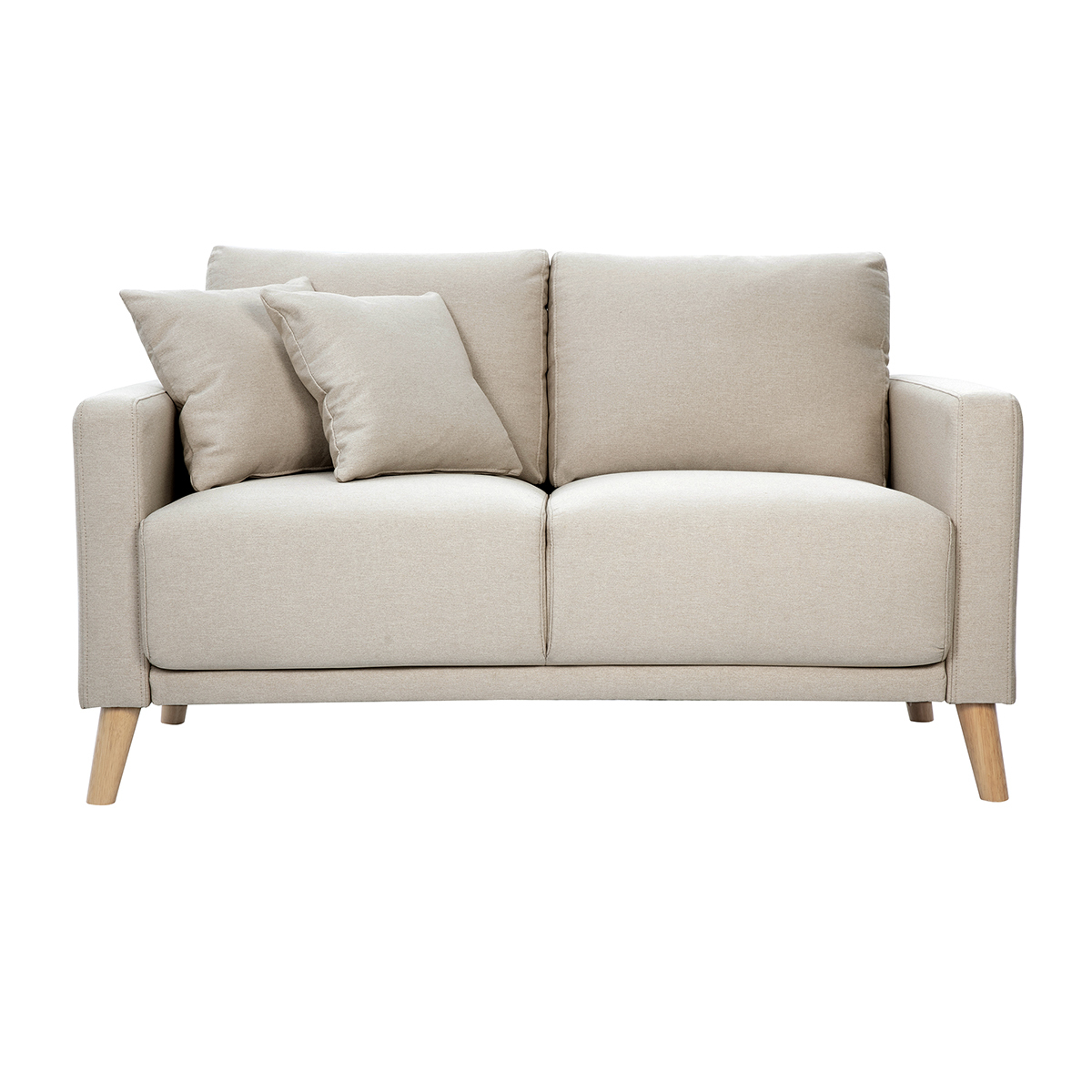 Divano 2 posti in tessuto beige e legno chiaro MUNIK