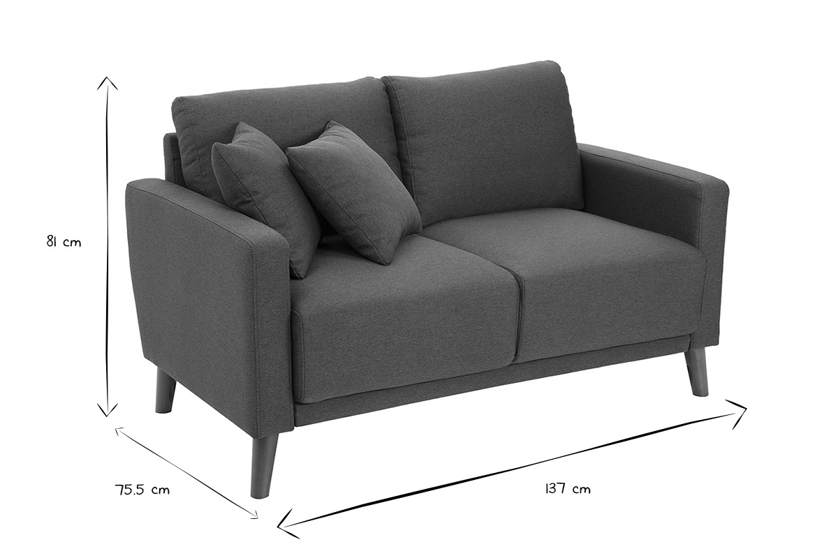 Divano 2 posti in tessuto blu scuro e legno scuro MUNIK